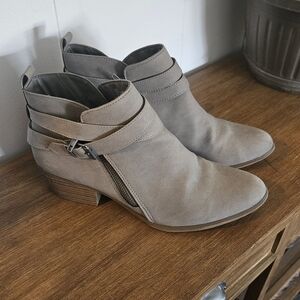 UNIONBAY Taupe Suede Ankle Booties with Side Buckle